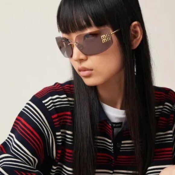 NEW MIU MIU SUNGLASSES MU54YS 5AK06I WOMEN SMU 54Y 5AK06I SHIELD MU 54YS EYEWEAR main image 4